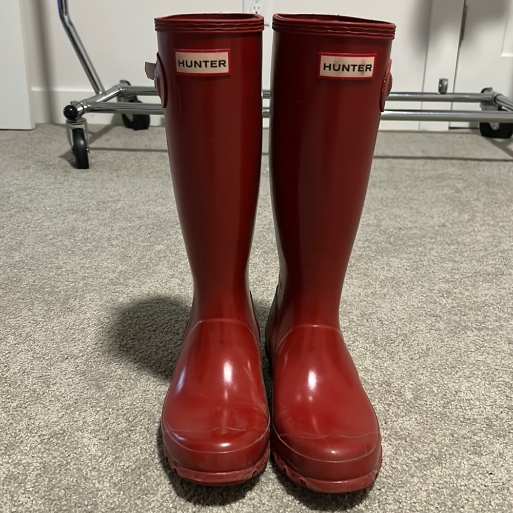 Shiny Red Hunter Boots Girls size 5